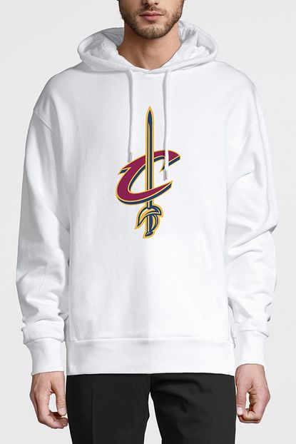 Collage Basketbol Logo Amblem Baskili Beyaz Erkek Orme Kapsonlu Sweatshirt Uzun Kol Trendyol