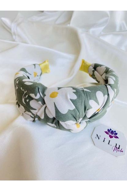 nilu moda kadin papatya desenli yesil
