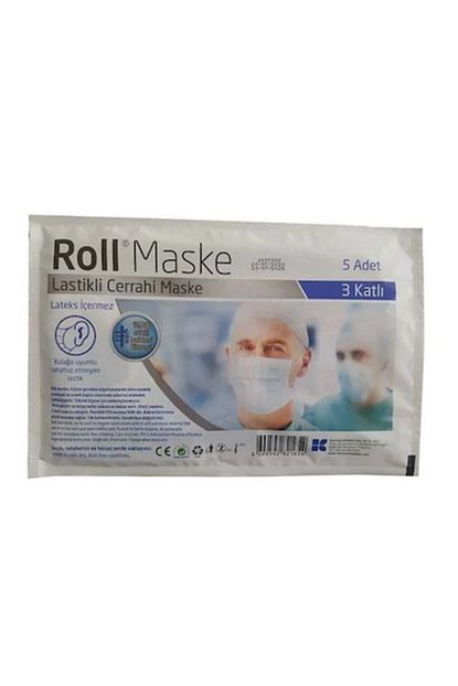 Roll Lastikli Cerrahi Maske 3 Katli Paket Ici 5 Adet Fiyati Yorumlari Trendyol