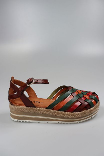 Wanna Shoes Kadin Renkli Hasir Detayli Hakiki Deri Sandalet Trendyol