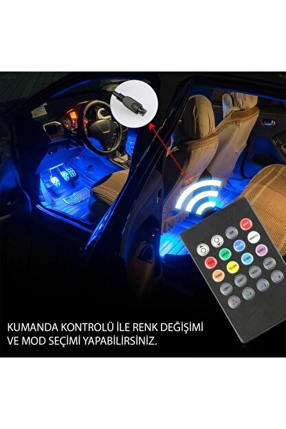 amazing space ayak alti 9 led arac ici sese duyarli rgb led kumandali fiyati yorumlari trendyol