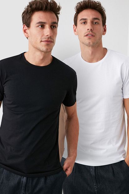 Trendyol Man Cok Renkli Erkek 2 Li Basic Paket Slim Fit T Shirt Tmnss19bo0075 Trendyol