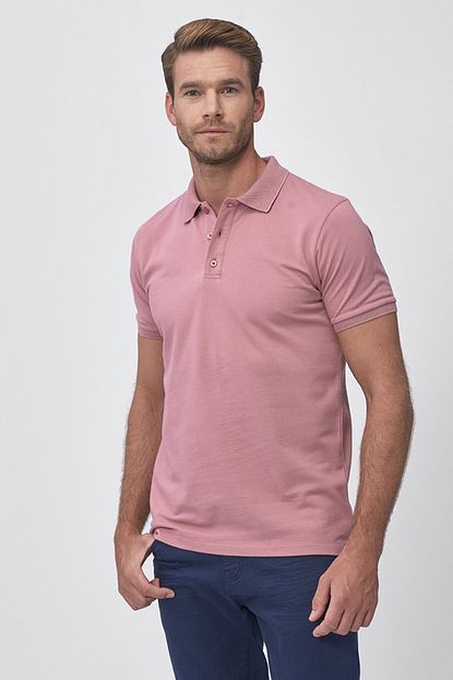 Altinyildiz Classics Erkek Gul Kurusu Slim Fit Petek Yaka T Shirt Trendyol