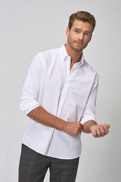 Altinyildiz Classics Erkek Beyaz Tailored Slim Fit Oxford Gomlek Trendyol
