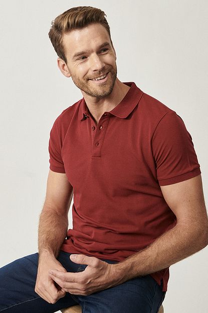 Altinyildiz Classics Erkek Bordo Polo Yaka Cepsiz Slim Fit Dar Kesim Koton Duz Tisort Trendyol
