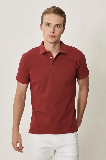 Altinyildiz Classics Erkek Bordo Polo Yaka Cepsiz Slim Fit Dar Kesim Koton Duz Tisort Trendyol