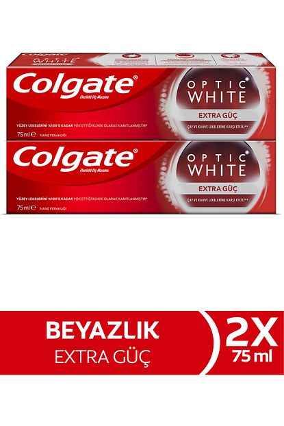 Colgate Optik Beyaz Extra Guc Beyazlatici Dis Macunu 75 Ml X 2 Adet Trendyol
