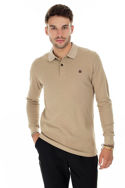Buratti Sport Buratti Erkek Tas Rengi Dugmeli Polo Yaka Uzun Kollu Pamuklu Sweatshirt 4369065 Trendyol