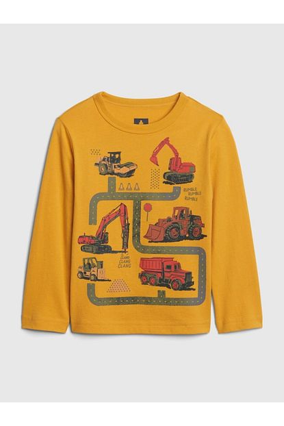 Gap Erkek Bebek Cocuk Sari Uzun Kollu Grafik T Shirt Trendyol