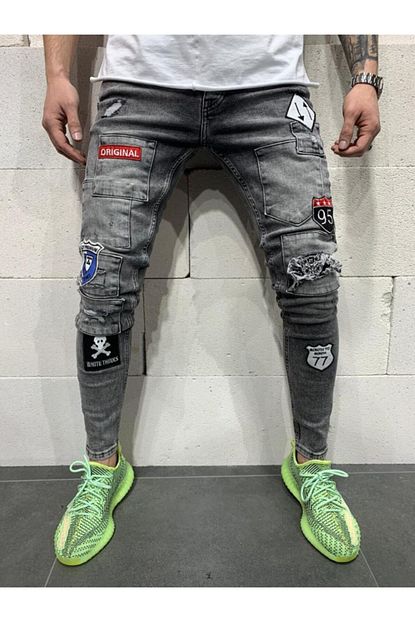 2y Premium Erkek Gri Limited Edition Sticker Slim Fit Kot Pantolon Premium 5090 Trendyol