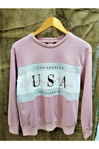 Ozel Yapim Kadin Pembe Baskili Sweatshirt Trendyol
