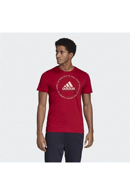 Adidas Erkek Kirmizi T Shirt Mh Emblem Tee Ed7274 Trendyol