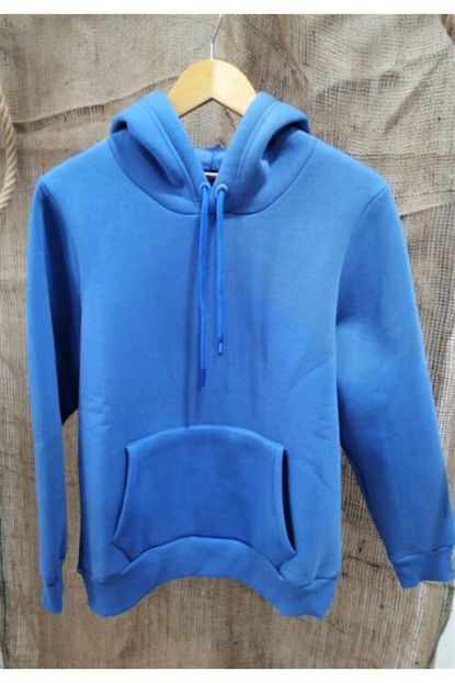 Ozel Yapim Unisex Mavi Kapusonlu Sweatshirt Trendyol