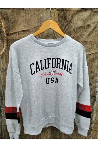 Ozel Yapim Gri Yazili Sweatshirt Trendyol