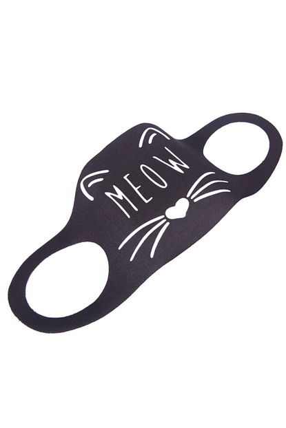 Takifix Siyah Meow Kedi Baski Yikanabilir Nano Kumas Maske Trendyol