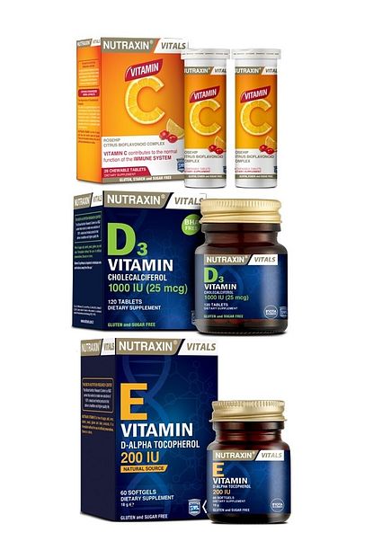 Nutraxin C Vitamini 28 Tablet D3 Vitamini 120 Tablet E Vitamini 60 Tablet Trendyol
