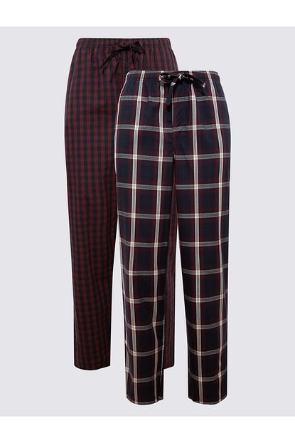 Marks Spencer Erkek Mor 2 Li Ekose Pijama Alti Seti T07003132i Trendyol