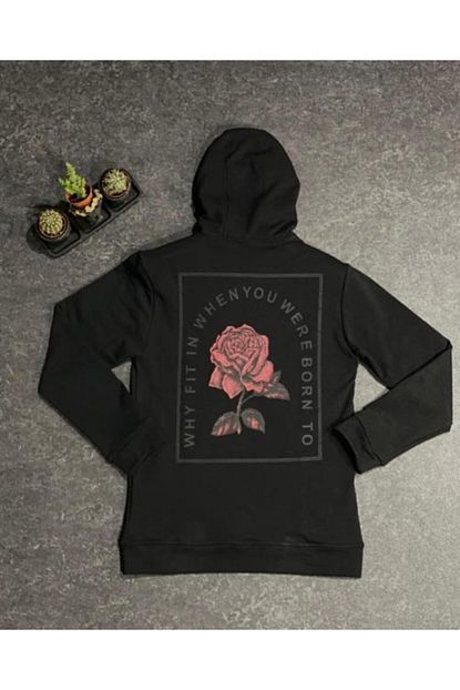 Mostra Beyaz Erkek Kapusonlu Kanguru Cepli Uzun Kollu Gul Desenli Basic Sweatshirt Trendyol