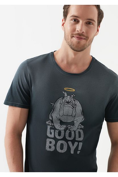Mavi Erkek Gri Good Boy Baskili Antrasit T Shirt Trendyol