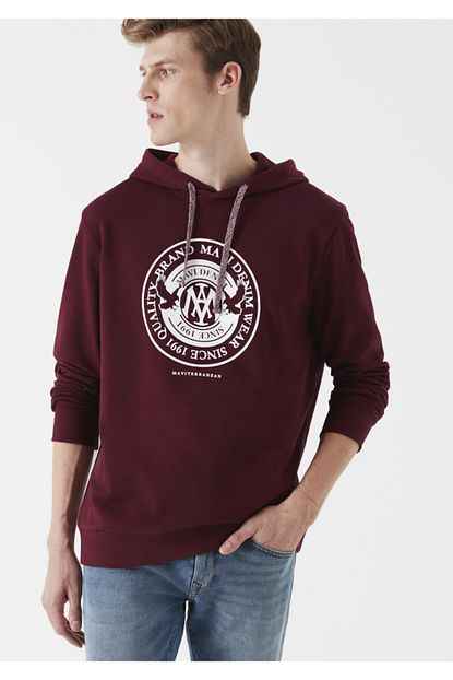 Mavi Erkek Bordo Baskili Sweatshirt Trendyol