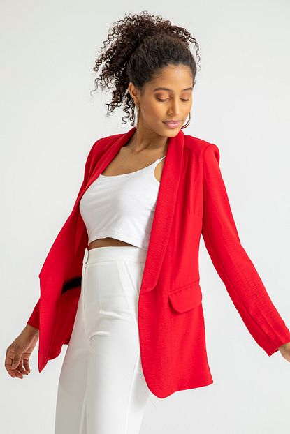 Foremia Kadin Kirmizi Aerobin Blazer Ceket Trendyol
