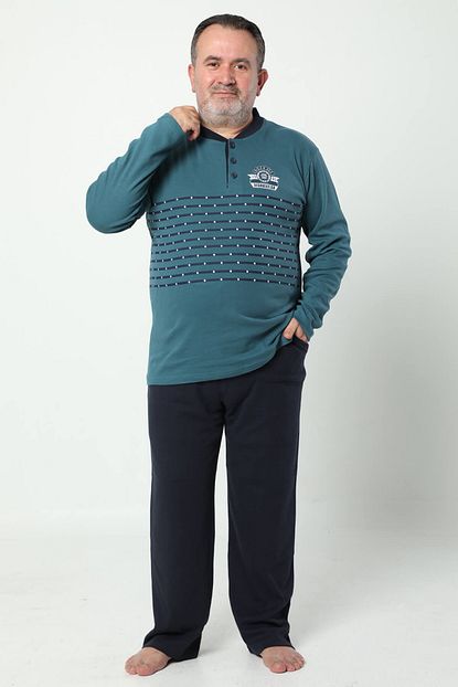 Akasya Erkek Battal Beden Uzun Kollu Ve Cepli Kislik Interlok Pijama Takimi 1640 Trendyol