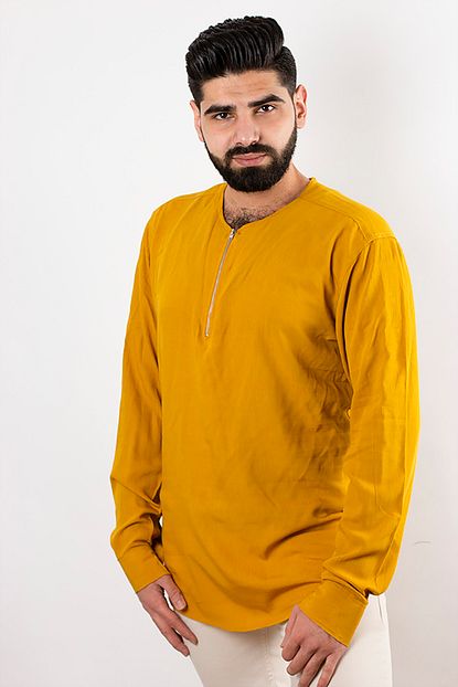 Shehba Erkek Sari Plus Barkod Erkek Uzun Kollu Fermuarli Basic T Shirt Trendyol