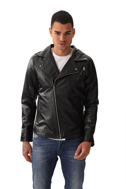 Densmood Erkek Siyah Slim Fit Suni Deri Mont Trendyol