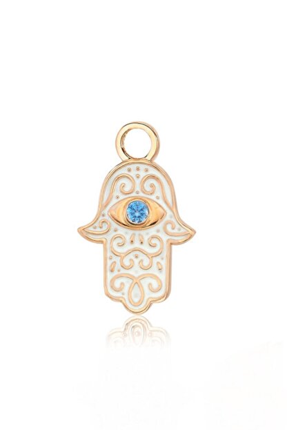 Valori Jewels Nazar Gozlu Beyaz Fatma Ana Eli Swarovski Zirkon Mavi Tasli Rose Gumus Kupe Charmi Trendyol