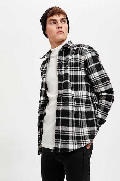 Defacto Erkek Black Red Regular Fit Uzun Kollu Oduncu Gomlek S9275az20wn Trendyol