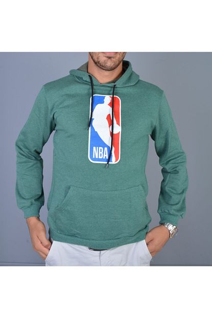Taptarz Erkek Yesil Kapsonlu Nba Baskili Uzun Kollu Kapusonlu Sweatshirt Trendyol