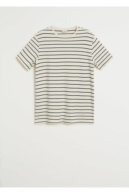 Mango Man Erkek Ekru Pamuklu Desenli T Shirt Trendyol