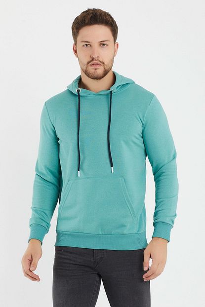 giyenbilir erkek su yesili kapusonlu sweatshirt fiyati yorumlari trendyol