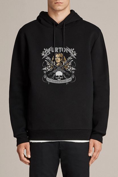 Collage Cliff Burton To Live Is To Baskili Siyah Erkek Orme Kapsonlu Sweatshirt Uzun Kol Trendyol