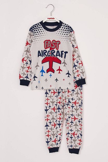 Zepkids Erkek Cocuk Pijama Takimi Ucak Baskili 4 6 Yas Trendyol