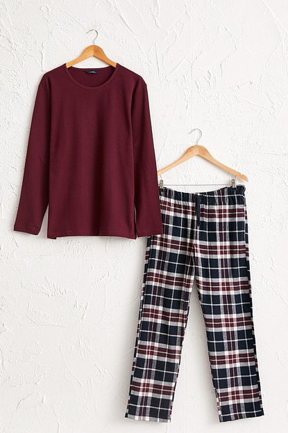 Lc Waikiki Erkek Bordo Ekoseli Pijama Takim 0w6434z8 Trendyol
