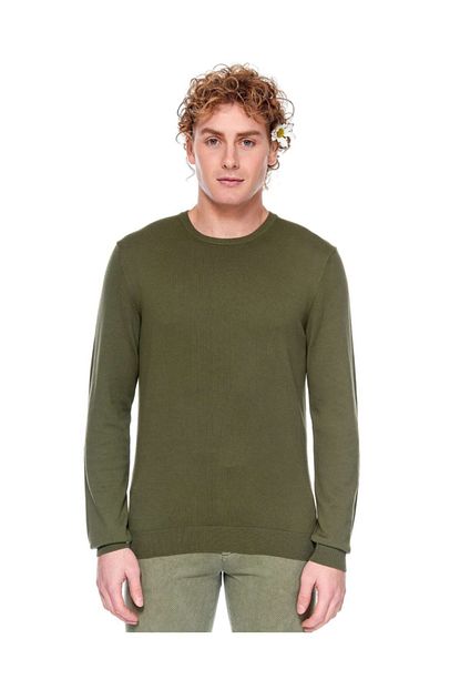 United Colors Of Benetton Erkek Yesil Bisiklet Yaka Kazak Trendyol