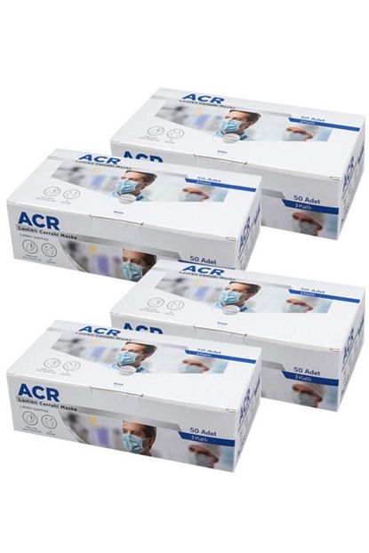 Acr Uretici Firma Mavi Saglik Bakanligi Onayli 3 Katli Medikal Yuz Maskesi 200 Adet 4 Kutu Trendyol