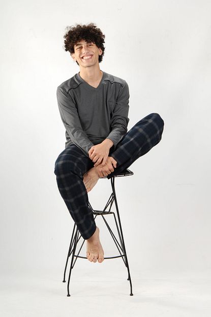 Malabadi Fume Ekoseli Erkek Pijama Takimi V Yaka Kislik Uzun Kollu Pijama 6014 Trendyol