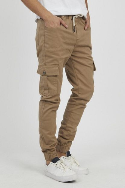 Damga Jeans Erkek Kahverengi Beli Ve Pacasi Lastikli Kargo Pantolon Trendyol