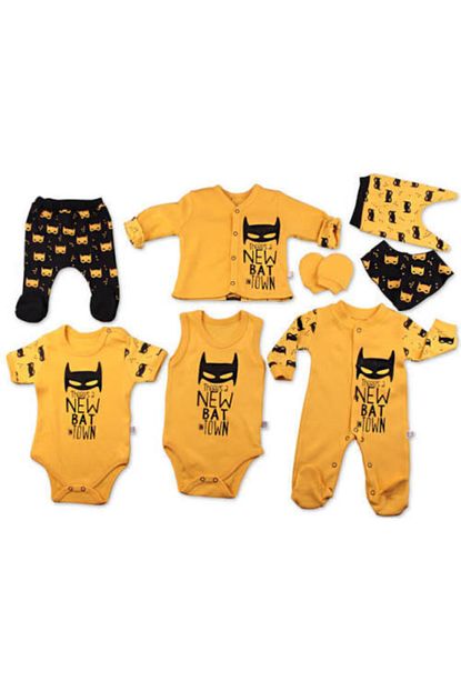 Minizeyn Tekstil Erkek Bebek Sari Batman 8 Li Hastane Cikisi Seti Trendyol