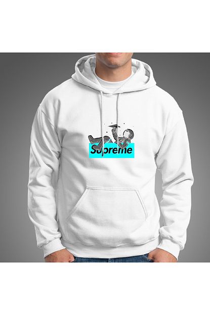 Grif Erkek Beyaz Supreme Baskili Sweatshirt Trendyol