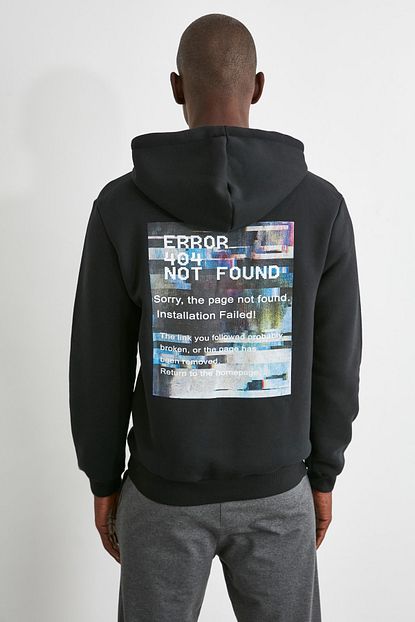 Trendyol Man Siyah Erkek Sirt Baskili Sweatshirt Tmnaw21sw0640 Trendyol