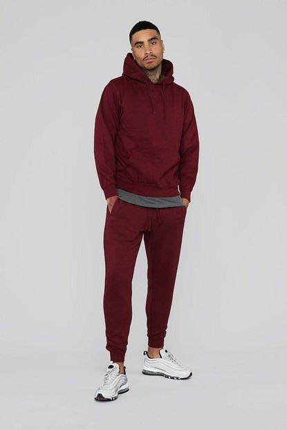 Almin Butik Erkek Bordo Duz Kapusonlu Sweatshirt Trendyol