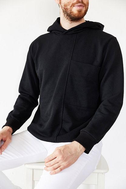 Xhan Erkek Siyah Genis Cep Detayli Kapusonlu Sweatshirt 1kxe8 44177 02 Trendyol