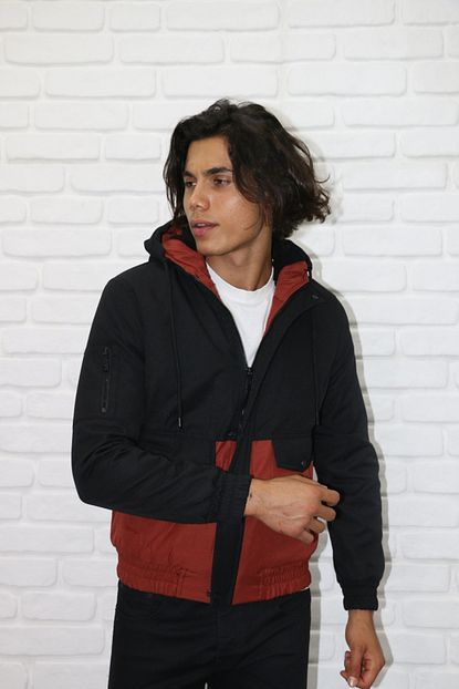 Gavazzi Erkek Siyah Kremit Kapusonlu Ruzgar Ve Yagmur Gecirmez Polyester Mont Trendyol