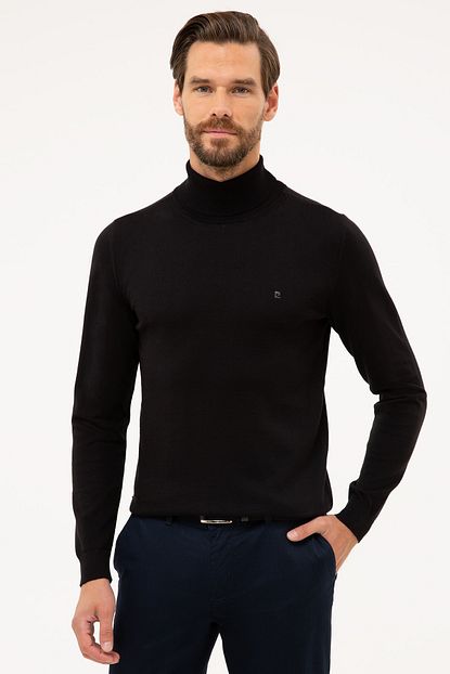 Pierre Cardin Erkek Siyah Slim Fit Tam Balikci Yaka Basic Triko Kazak Trendyol