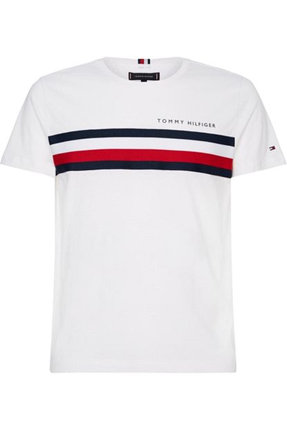 Tommy Hilfiger Erkek Beyaz Global Stripe Tee T Shirt Trendyol