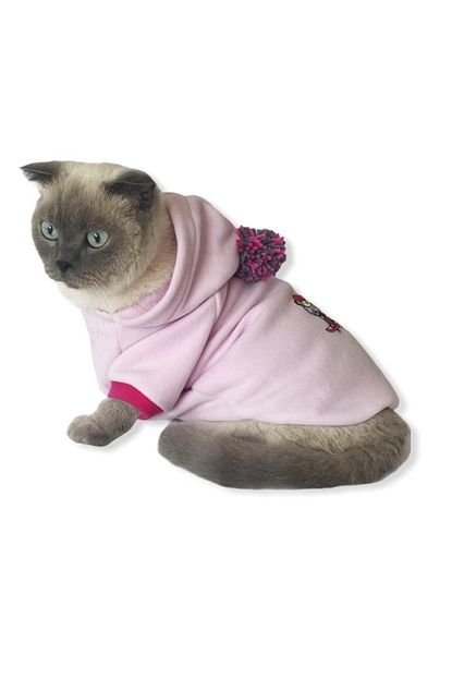 Kemique Kay Kay Pink Kapsonlu Sweatshirt Kedi Sueteri Kedi Kiyafeti Trendyol