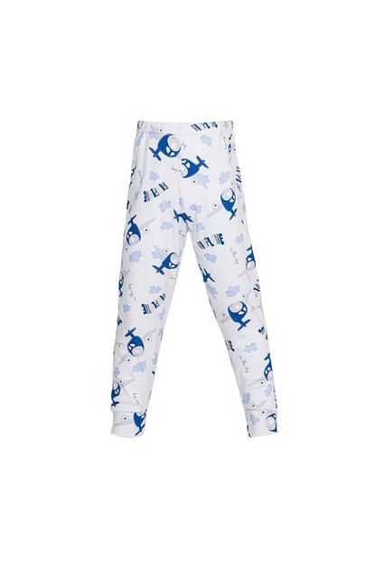 Cebi Camasirlari Erkek Cocuk Beyaz Mavi Ucak Desenli Pijama Alti Trendyol